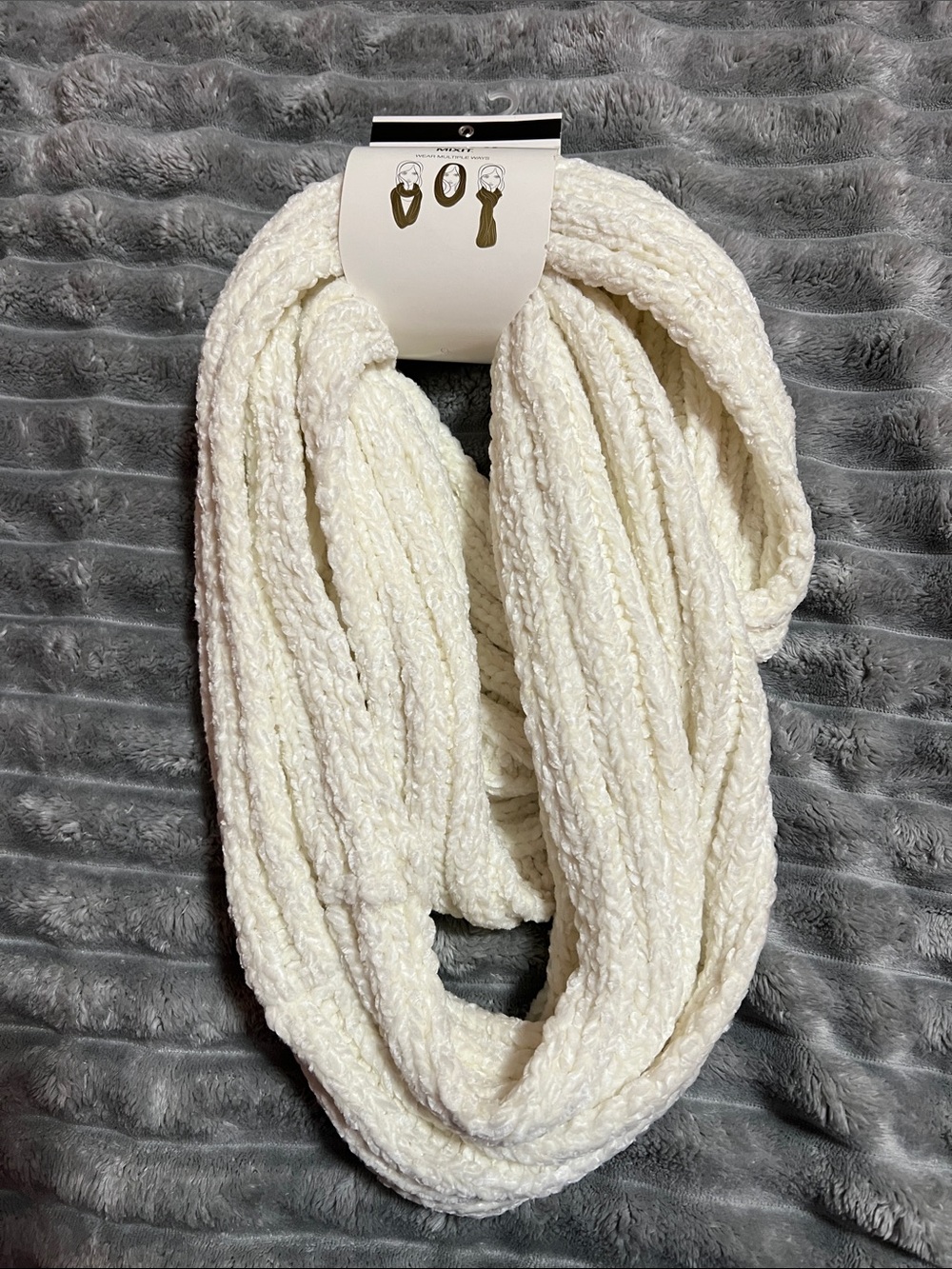Women's Cream Knit Infinity Scarf by MixIt